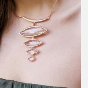 Kendra Scott Morris Hi Low Necklace Rose Gold Plated and Gold Dusted Gla…
